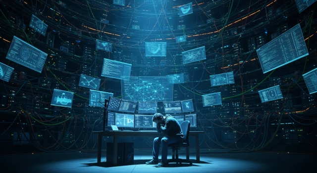 １人の開発、抜けられない堂々巡りのイメージ画像